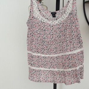 Torrid Floral Lace Tank Top - Red, Black, and White